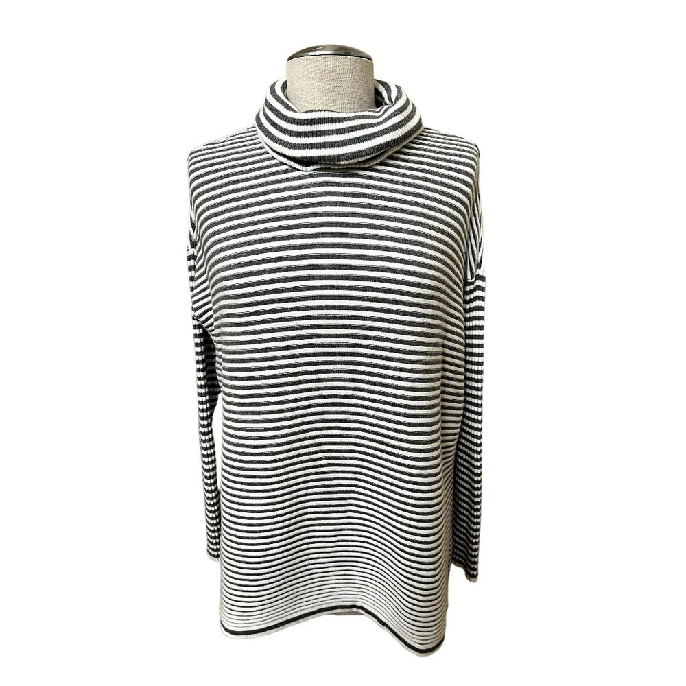 CHICO'S ZENERGY women's sweater striped cowl neck casual size Size 2 LARGE